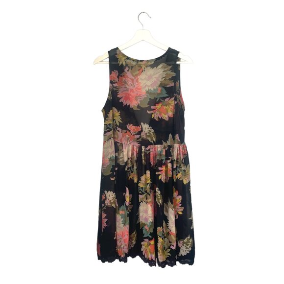 Anthropologie Maeve Black Floral Violetta Dress Size Medium Boho Bohemian - Picture 5 of 10